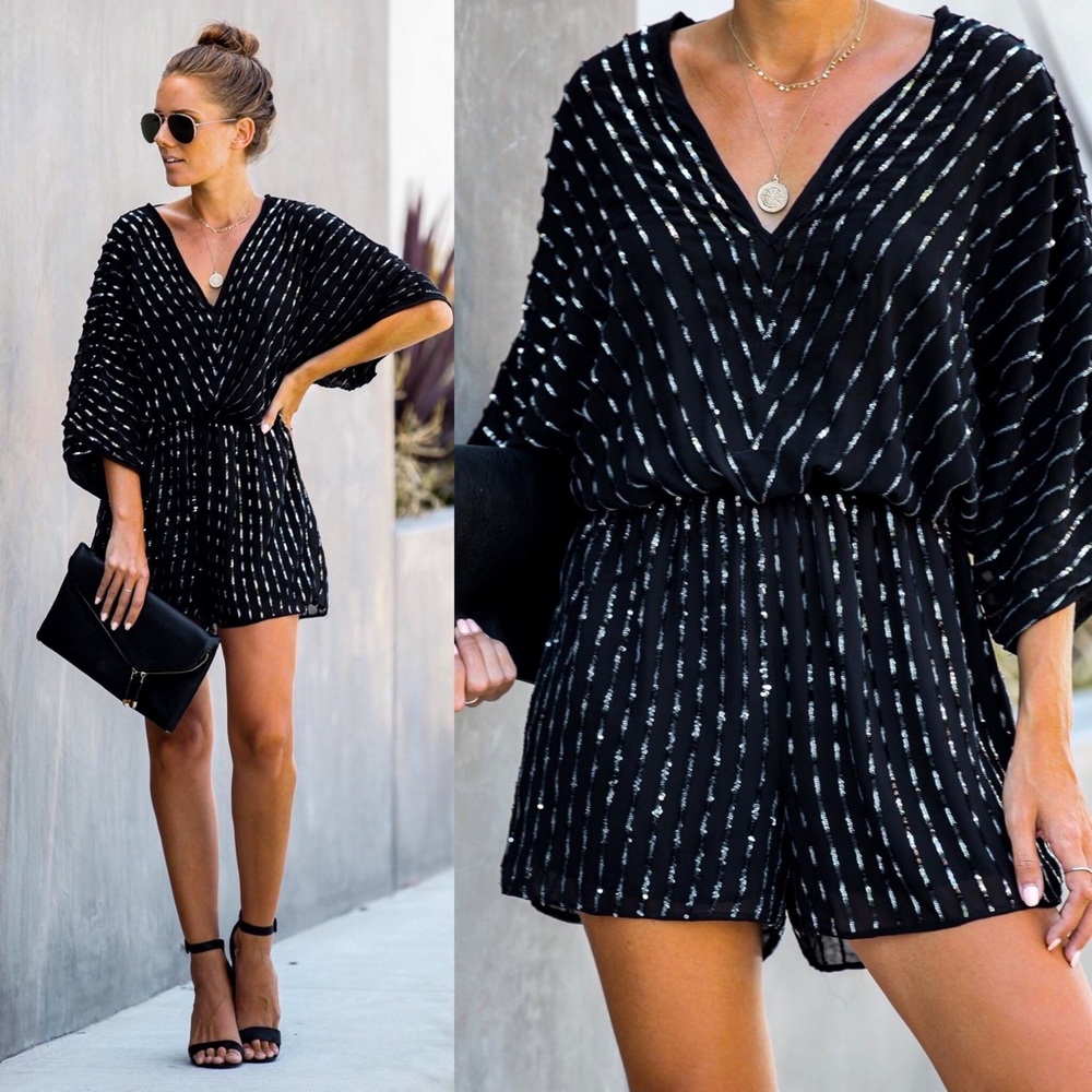 VICI Collection Strobe Sequin Kimono Romper